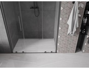 Mexen Velar Duo, tolózuhanyajtó nyitáshoz 160 cm, 8 mm átlátszó üveg, polírozott grafit, 871-160-000-02-95