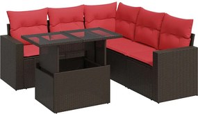 vidaXL 6 részes barna polyrattan akácfa kerti ülőgarnitúra párnával
