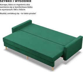 Etna kanapéágy, bársony, bonell töltet, zöld