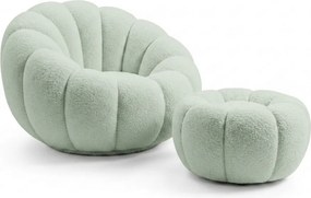 Design fotel BLOOM lábtartóval, világoszöld