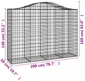 9 db íves horganyzott vas gabion kosár 200x50x140/160 cm
