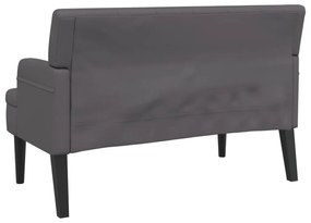 szürke műbőr pad háttámlával 112x65,5x75 cm