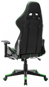 fekete és zöld műbőr gamer szék lábtámasszal