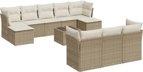vidaXL 11 részes bézs polyrattan kerti ülőgarnitúra párnákkal