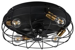 Matt fekete mennyezeti lámpa távirányítóval-ventilátorral Trondheim – Reality