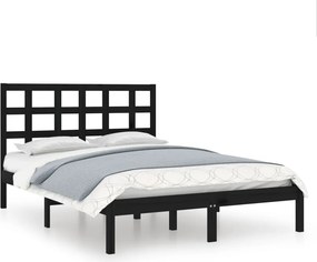 vidaXL fekete tömör fa ágykeret 140 x 190 cm