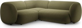 Zöld bársony sarokkanapé (bal oldali-L alakú) Kate – Micadoni