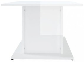 magasfényű fehér szerelt fa dohányzóasztal 102x55,5x40 cm