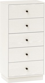 HOMCOM 5 Fiókos Világos Színű Ágyneműtartó Éjjeliszekrény Antisszézős Magas Fiókos Szekrény 47x29x95 cm | Aosom