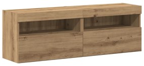 TV faliszekrények LED világítással 2 db Kézműves tölgy 80x30x30 cm
