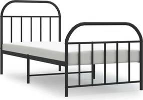vidaXL fekete fém ágykeret fej- és lábtámlával 80 x 200 cm