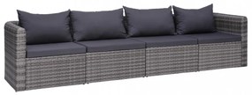 4-részes szürke polyrattan kerti ülőgarnitúra párnákkal