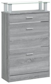 szürke sonoma színű szerelt fa cipősszekrény 63x24x104 cm