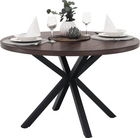Étkezőasztal, sötét tölgy/fekete, átmérő 120 cm, MEDOR