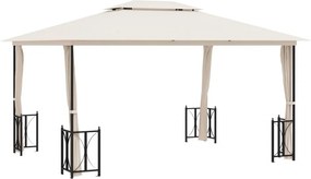 vidaXL krémszínű pavilon oldalfalakkal és dupla tetővel 3x4 m