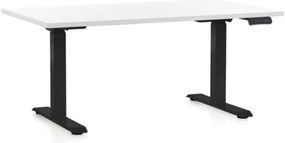 Állítható magasságú asztal OfficeTech D, 120 x 80 cm, fekete alap, fehér
