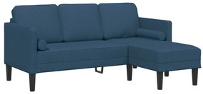 3-Fős L-alakú Kanapé Kék 160 cm Szövet