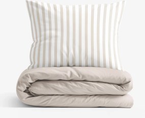 Goldea pamut ágyneműhuzat duo - latte csíkos, latte színű hátoldal 140 x 200 és 70 x 90 cm