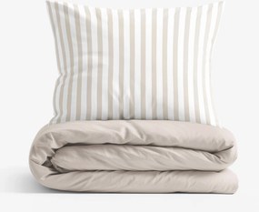 Goldea pamut ágyneműhuzat duo - latte csíkos, latte színű hátoldal 220 x 200 és 2db 70 x 90 cm