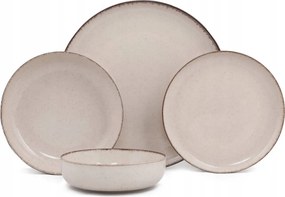 24 darabos fahéjas bézs porcelán tányérkészlet