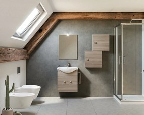 Zaffiro 55cm-es két ajtós fürdőszobaszekrény füstölt tölgy + mosdó
