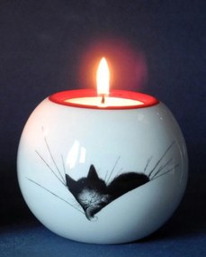 Kerámia Gyertyatartó Tealight Parastone Alvó Macska Macskák Dubouta