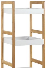 Dr-013-3 Három Részes Tároló Állvány Bambuszból Natúr Színben, Fehér Mdf Polcokkal. Teherbírás: 9 kg