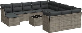 vidaXL 13 részes szürke polyrattan kerti ülőgarnitúra párnákkal