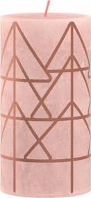 Hagyományos paraffin gyertya Bolsius 1 db Rusztikus karácsonyfa ködös rózsaszín