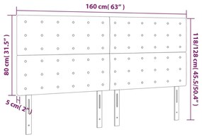 sötétzöld bársony LED-es fejtámla 160x5x118/128 cm