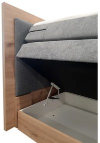 Boxspring ágy matracokkal és topperrel, tárolóhellyel JASMINE 180x200 cm szürke