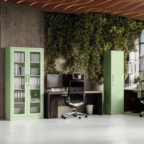 Üveges szekrény AMELIA, 900 x 1850 x 400 mm, Fresh Style: pasztellzöld