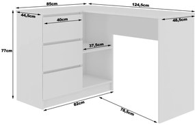 Sarok PC asztal Bodhi (fehér + szonoma tölgy) (B). Akció -14%. 1069057