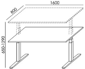 Állítható magasságú íróasztal, 160x80 cm, MAYAH Freedom SV-303, juhar (IBXMA02J)