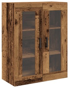 Falra Szerelhető Szekrény Üvegajtókkal - Régi Fa - 69.5x34x90 cm