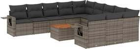 vidaXL 12 részes szürke polyrattan kerti ülőgarnitúra párnákkal