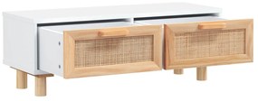 Fehér szerelt fa és tömör fenyőfa dohányzóasztal 80x40x30 cm