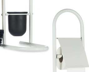 WC-papír tartó állvány Wc kefe tartó fehér fém 80,8 cm