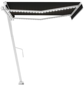 antracitszürke szélérzékelős és LED-es napellenző 450 x 300 cm