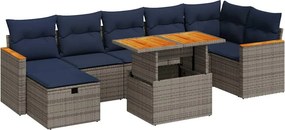 vidaXL 8 részes szürke polyrattan akácfa kerti ülőgarnitúra párnákkal