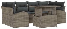 vidaXL Kerti Kanapé Szett párnával 7 pcs Szürke Poli rattan