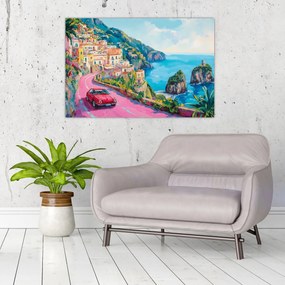 Kép - Rózsaszín part menti út (90x60 cm)