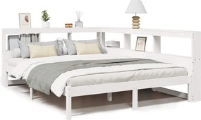 vidaXL fehér tömör fenyőfa könyvespolcos ágy matrac nélkül 140x190 cm
