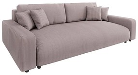 Világos rózsaszín kordbársony kinyitható tárolóhelyes kanapé 234 cm Sara – Ropez