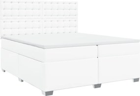 vidaXL fehér műbőr rugós ágy matraccal 200 x 200 cm