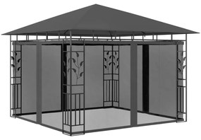 vidaXL antracitszürke pavilon szúnyoghálóval 3 x 3 x 2,73 m 180 g/m²