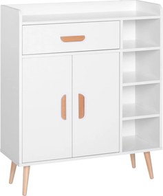 HOMCOM Oldalszekrény Buffet Szekrény Konzol Asztal Többfunkciós Bútor Étkezőbe, Nappaliba, Fürdőszobába, Előszobába 80x29,5x96 cm | Aosom