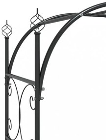 fekete acél kerti boltív kapuval 108 x 45 x 235 cm