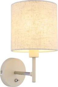 Globo 15968W Fali lámpa, matt homokszínű fém, krómozott fém, krém színű textil, billenőkapcsoló a terméken, SzxM: 150x265mm, Mélység: 200mm, 1x E14 40W 230V izzó nélkül