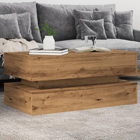 Kézműves tölgy színű dohányzóasztal LED-lámpákkal 90x50x40 cm